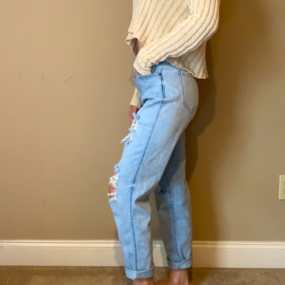 Distressed High-rise Boyfriend Jeans